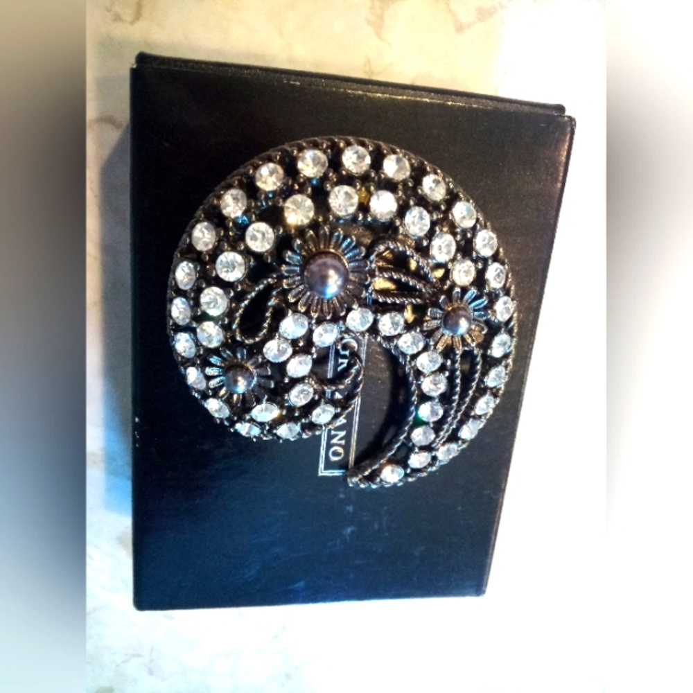 RJ Graziano gunmetal crystal brooch